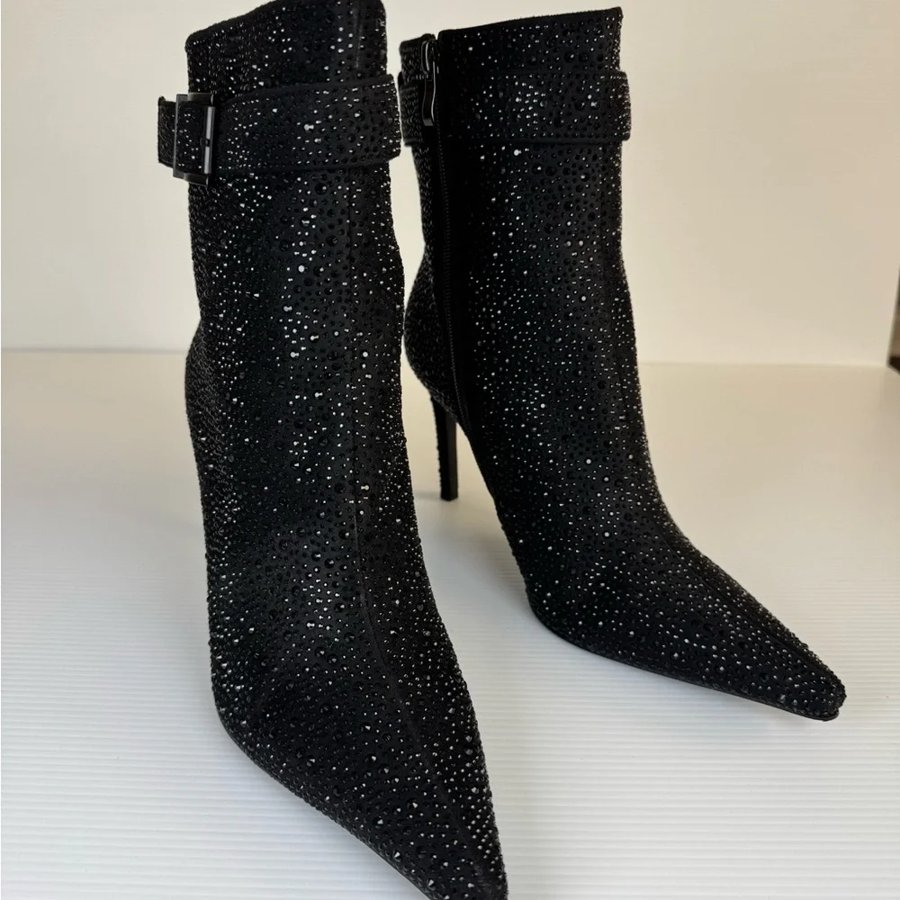 Sparkly Rhinestone Stiletto Ankle Boots Glam Party Concert Bootie Size 9 - Picture 5 of 6